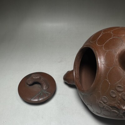 Vintage Chinese Yixing Purple Clay Teapot Zisha Exquisite Carved