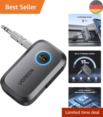 UGREEN Aux Bluetooth Adapter Auto Bluetooth 5.4 Empfänger Freisprechanruf, Du...