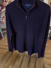 SCOTT BARBER Sz Large Deep Purple Merino Wool Men's Waffle-Knit 1/4 Zip