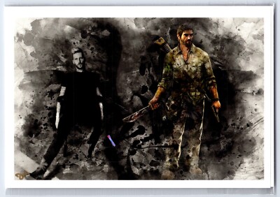 Troy Baker Joel 4x6 Sketch Photo Print John Rudolph Signed Last of Us V2