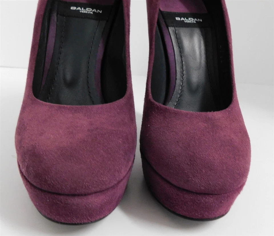 Zapatos de salón Baldan ciruela gamuza cuero plataforma Stilletto Italia 35 Foto 4 de 4