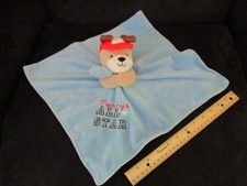 OKIE Dokie MOMMYS All Star PUPPY Dog Blue Tan Red Cap Rattle Lovey Blanket