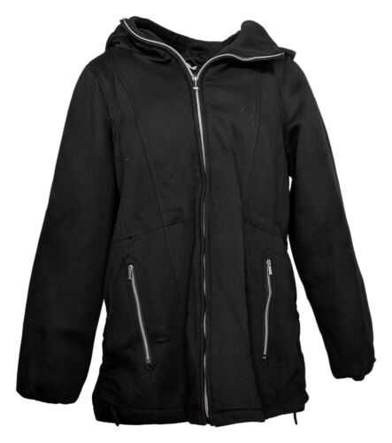 Susan Graver Fashion Fleece Hood Jacket Black XXS New