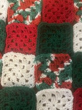 Lot Of 24 -4 Holiday Handmade Crochet GRANNY SQUARES Blocks Afghan Scarfs