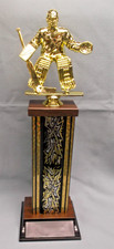 HOCKEY goalie trophy award weighted base black/gold column