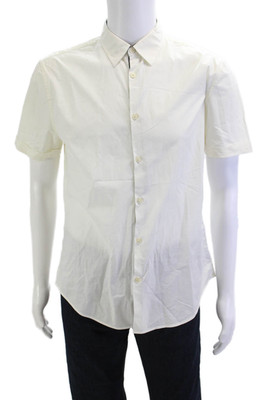 John Varvatos Star USA Men's Short Sleeves Button Down Shirt Cream Size M