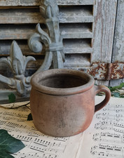 ANCIEN POT   EN GRES TERRE CUITE MARRON AVEC ANSE