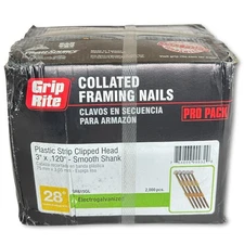 Grip-Lite GR615GL 28 Dg Framing Plastic 3" x .120" Nails Galvanized 3", 2000 Pcs