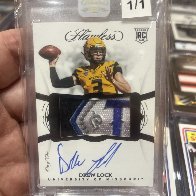 Drew Lock 1/1 Rookie patch  Auto Flawless Missouri 2019