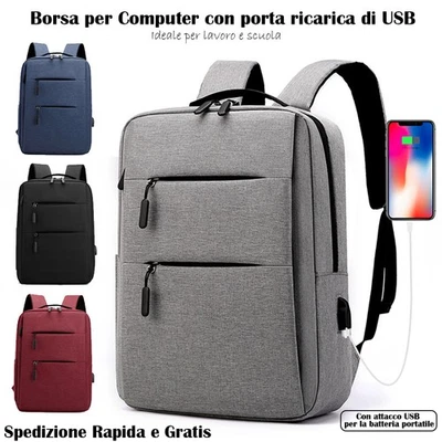 Sac à dos de porte PC unisexe avec USB pour ordinateur portable et... - Photo 1/4
