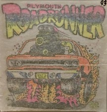 Original Vintage 1970s Plymouth Roadrunner Car Iron On Transfer DAYGLO