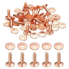 20Set Copper Rivets and Burrs 9x3.3x12mm Dimpled Copper Rivet Fastener Rose Red