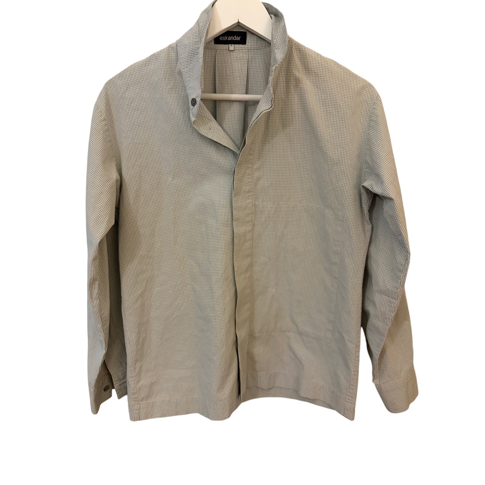 ESKANDER Button Down Gingham Relaxed Button Shirt… - image 1