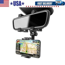 Universal 360 Rotation Car Rear View Mirror Mount Stand GPS Cell Phone Holder