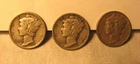 Lot of 3 - Mercury Dimes 1931-S, 1941-S Large S, and 1945-S Micro S coins