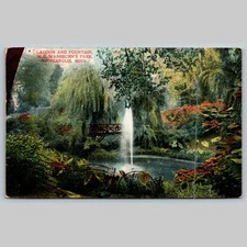 Postcard Lagoon and Fountain W. D. Washburn's Park Minneapolis MN 1910