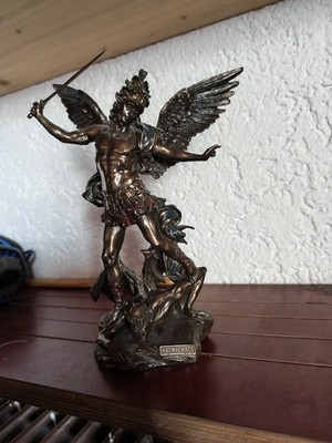 Erzengel Michael Statue Bronze Besiegt Luzifer, Lost Wax Guss 32 cm