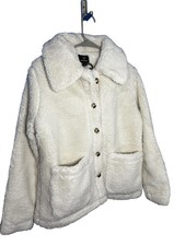 Threadbare Sherpa Fleece Jacket Women SM white ASOS winter fall fluffy