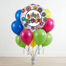 Happy Birthday Party Balloon Bouquet with 1 Mylar and 9 Latex Balloons