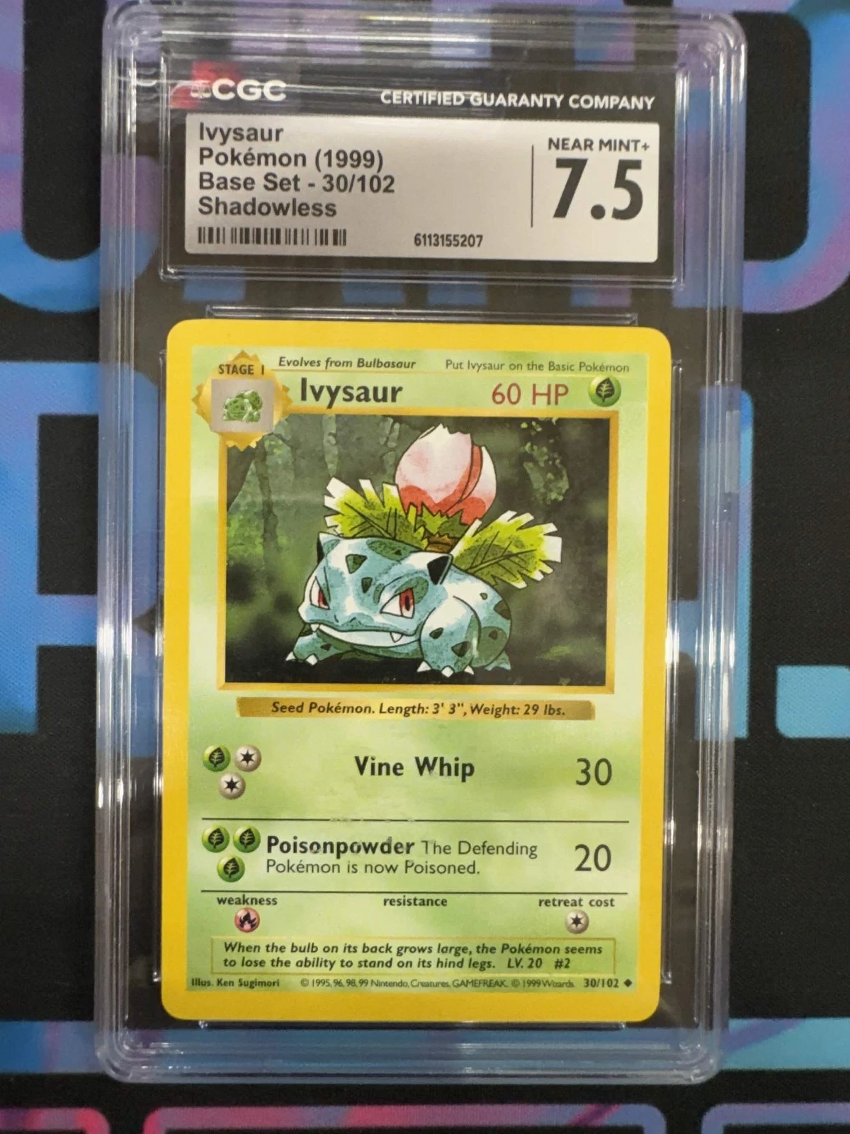Pokémon Ivysaur Shadowless Base Set  30/102 CGC 7.5