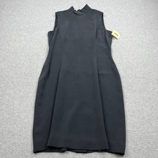 NEW Dana Buchman Dress Women 14 Black 100% Silk Mock Neck Sleeveless Drape Zip