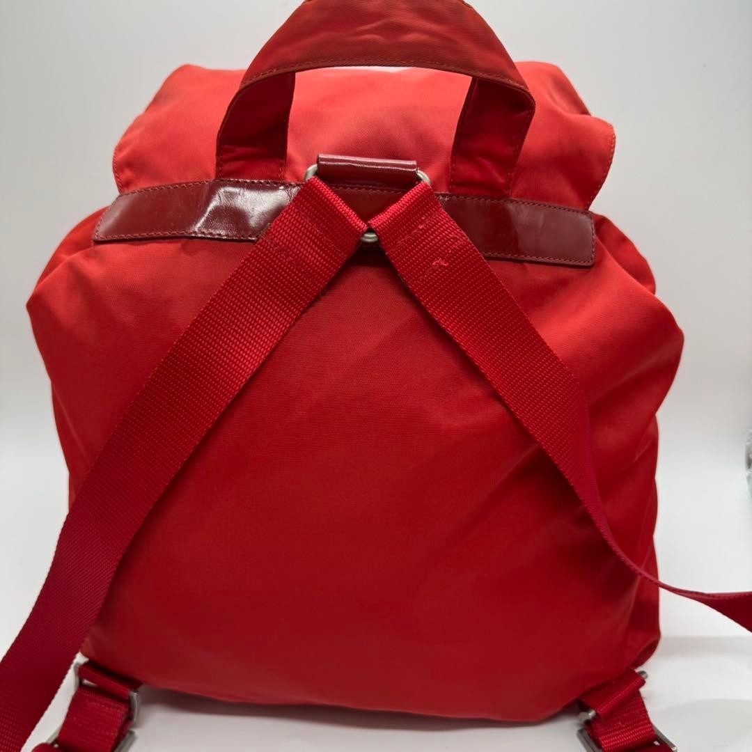 PRADA Tessuto Nylon Drawstring Backpack Red Authe… - image 2