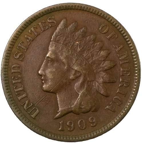1909-S Indian Head Cent 1c Very Fine VF/XF+ Scratched - Key Date