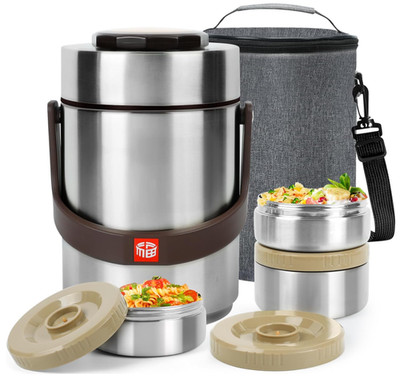 Termo Comida 67oz 3 Niveles Acero Inoxidable con Bolsa Térmica