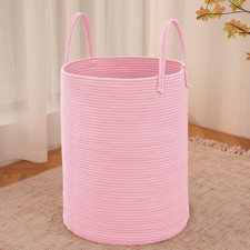 Large Woven Laundry Basket Hamper,60L Cotton Rope Storage Bin for Blankets,Toys