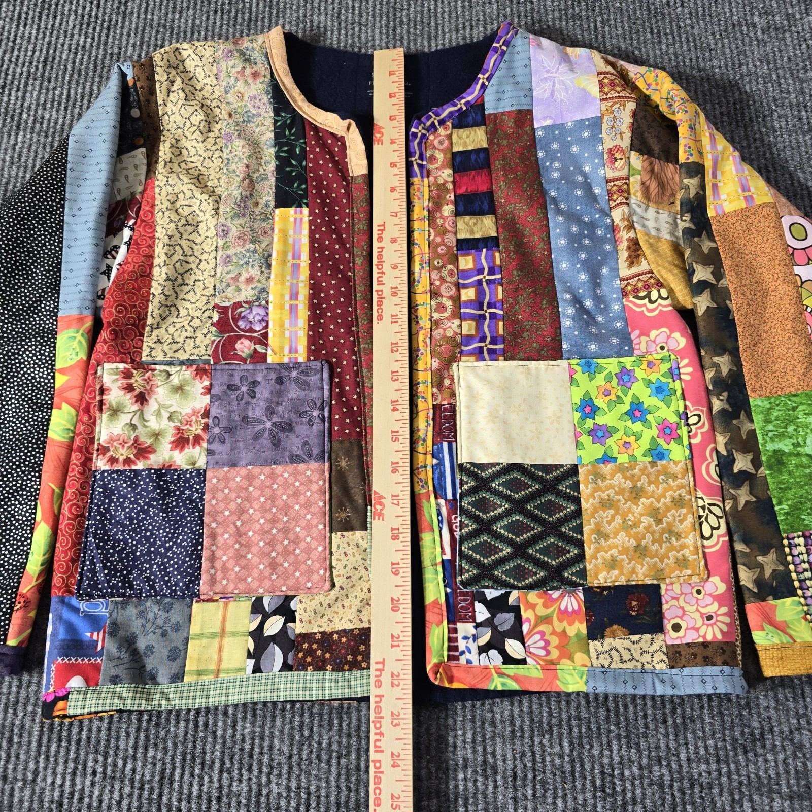 Patchwork Quilt Jacket Womens Medium Handmade Scr… - image 6