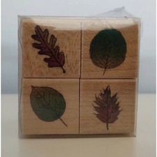 Hero Arts Small Leaf Impressions Stamp Set of 4 Spring or Fall Leaves