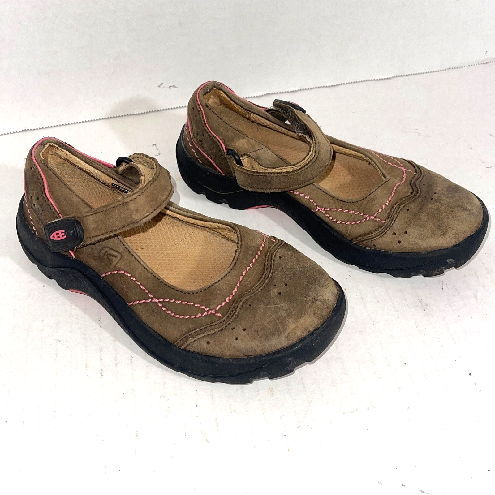 Scarpe casual da trekking Keen Little Girls in pelle marrone Mary Janes bambini 13