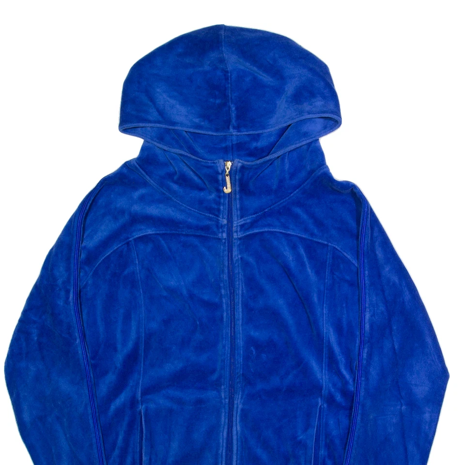 JUICY COUTURE Terciopelo Mujer Azul Sudadera con Capucha Cremallera Completa M Foto 2 de 4