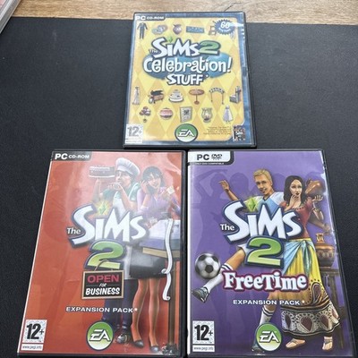 Die Sims 2 PC Erweiterungspacks - Celebration, Open for Business und Freetime. 
