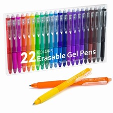 Erasable Gel Pens, 22 Colors Retractable Erasable Pens Clicker, Fine Point, M...