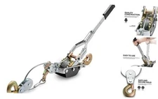  02256A Come Along Winch, 5-Ton (10,000 Lbs) Pulling Capacity, 10Ft, 3 Hook, 