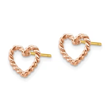 14K Rose Gold Polished Open Twisted Heart Post Earrings TH995