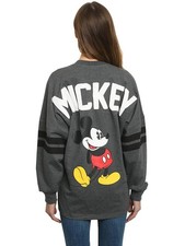 Mickey Mouse Sweatshirt Disney Womens Long Sleeve Oversized Jersey Charcoal Gray