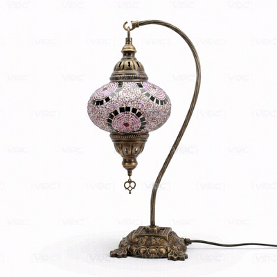 Rosa türkische Mosaik Tischlampe - handgefertigte marokkanische Schwanenhals Schreibtischlampe