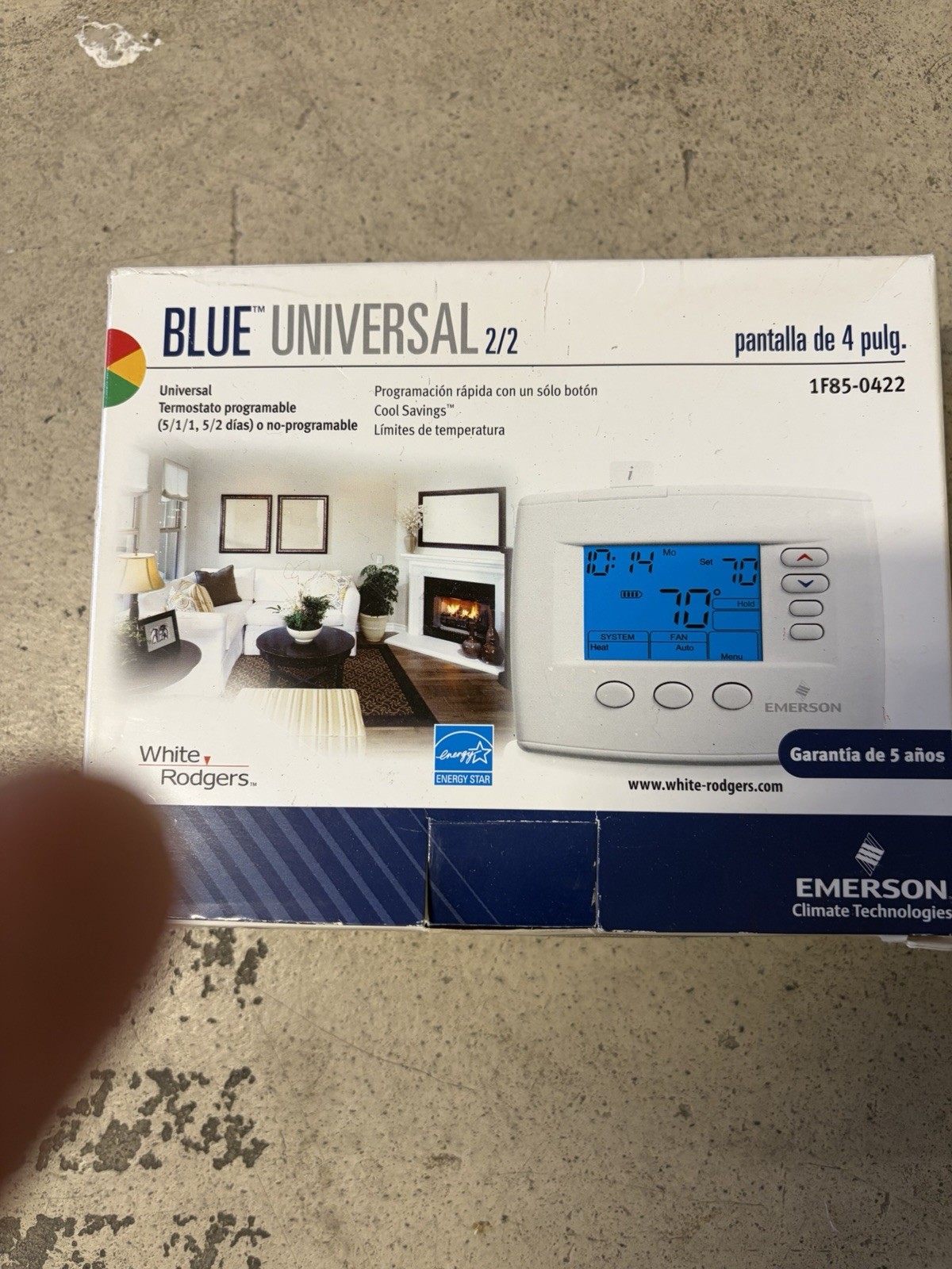 White-Rodgers 1F85-0422 Programmable Thermostat, Digital, 4"