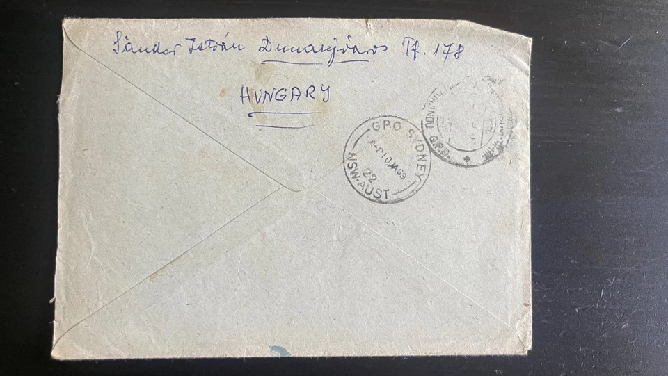 Hungría 1969 cubierta registrada a Nepal - franqueo mixto con sello de gato siamés, Foto 2 de 2