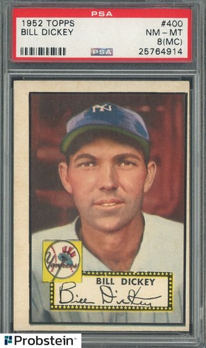 1952 Topps #400 Bill Dickey HOF New York Yankees PSA 8 (MC)