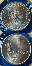 Poland 1949 1 Grosz Coat of Arms KM-39 Aluminum BUNC #113 - US Seller