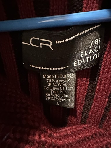 LCR Edición Negra Hombre Suéter Chaqueta Rojo Tejido Imitación Cuero Borde Hebilla L - Imagen 7 de 8