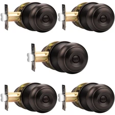Probrico Oil Rubbed Bronze Privacy Door Knobs for Bathroom Bedroom (Set of 5)