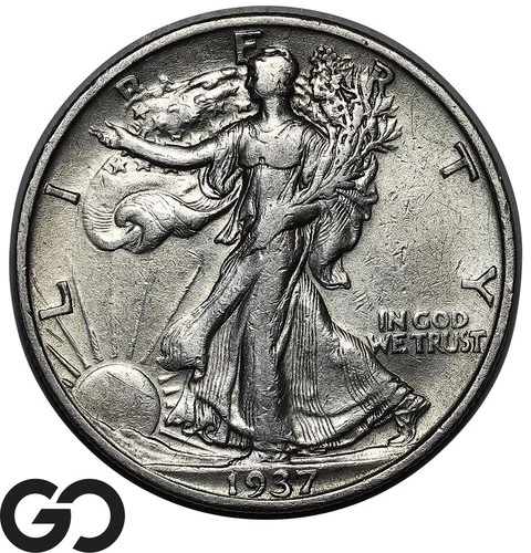 1937-S Walking Liberty Half Dollar, Choice AU