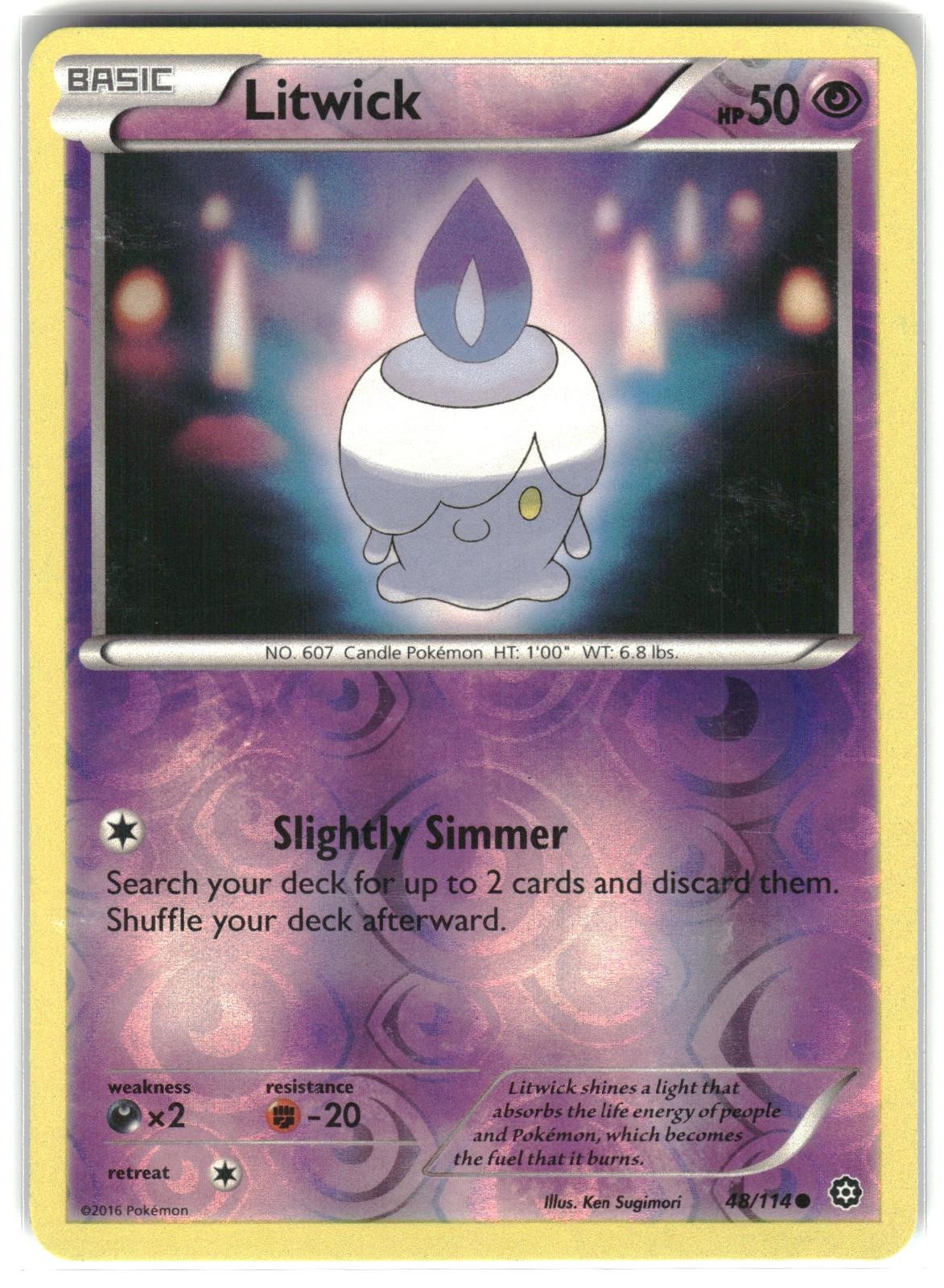 POKEMON LITWICK STEAM SIEGE REVERSE HOLO 48/114 COMMON LP 2016