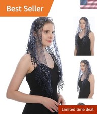 Versatile Lace Teardrop Fringe Veil - Ideal for Church or Wedding Wear