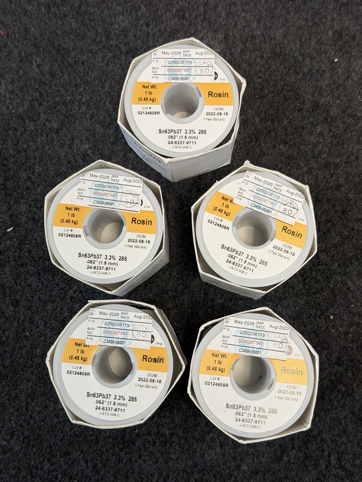 (1)KesterSolder/24-6337-9711/Sn63Pb37/Rosin/3.3%/285/.062"(1.5mm)