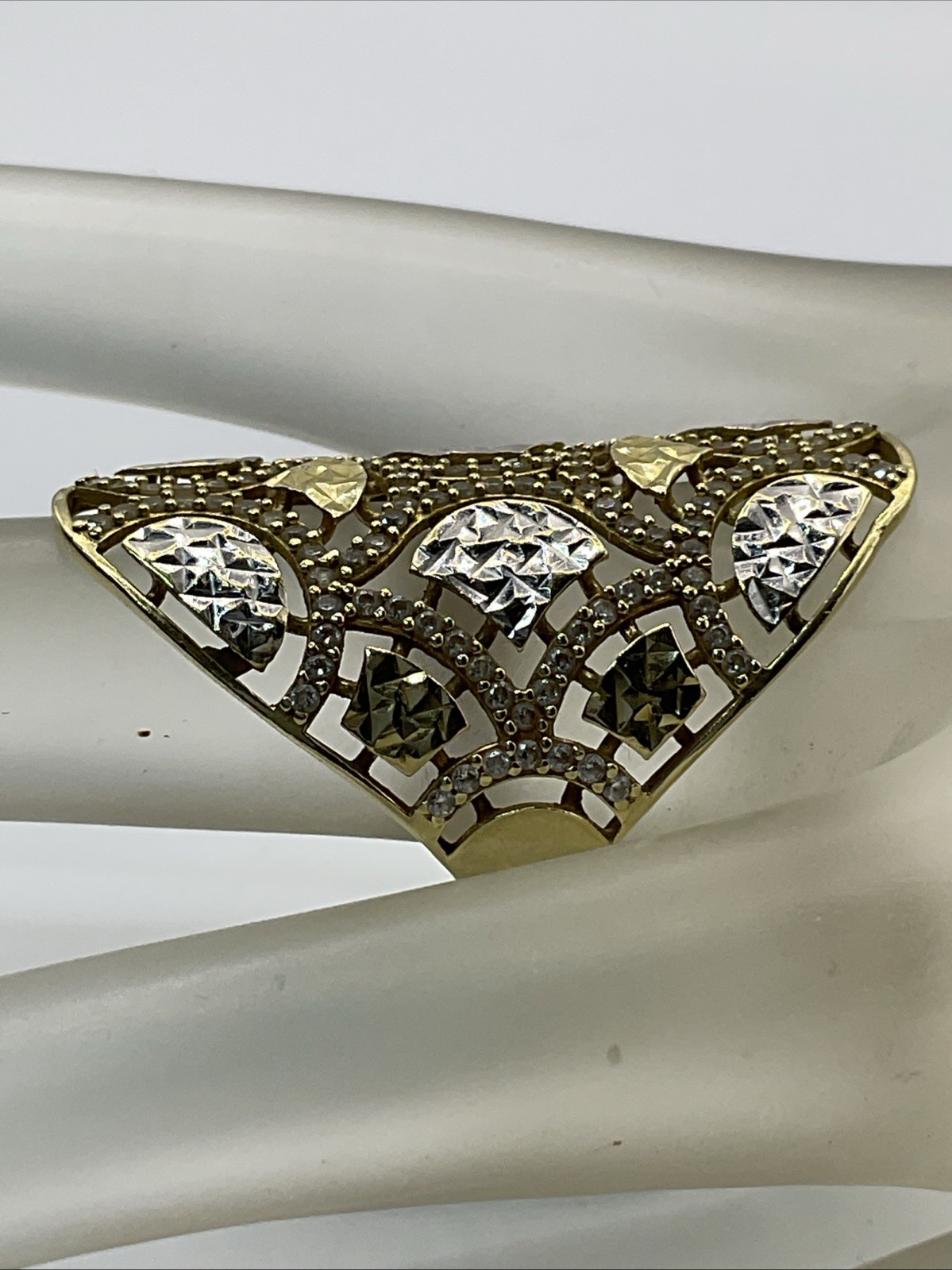 VINTAGE HANDMADE UNIQUE DESIGN Solid 14K Two Tone… - image 3